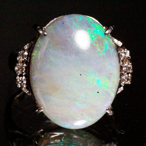 Mid Century Platinum 7 CTW Opal Diamond Ring - Picture 10 of 15